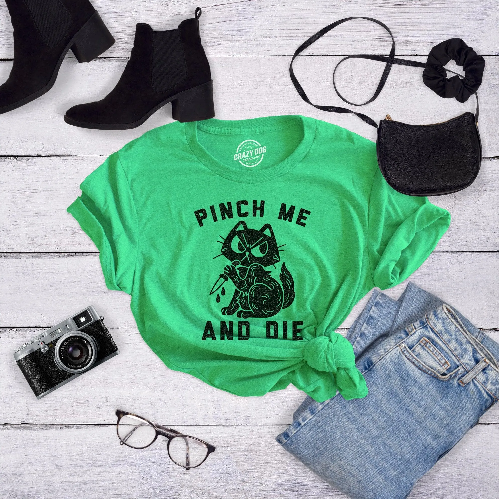 Pinch Me And Die Women's T Shirt sold by Crazy Dog T-Shirts product image thumbnail 2