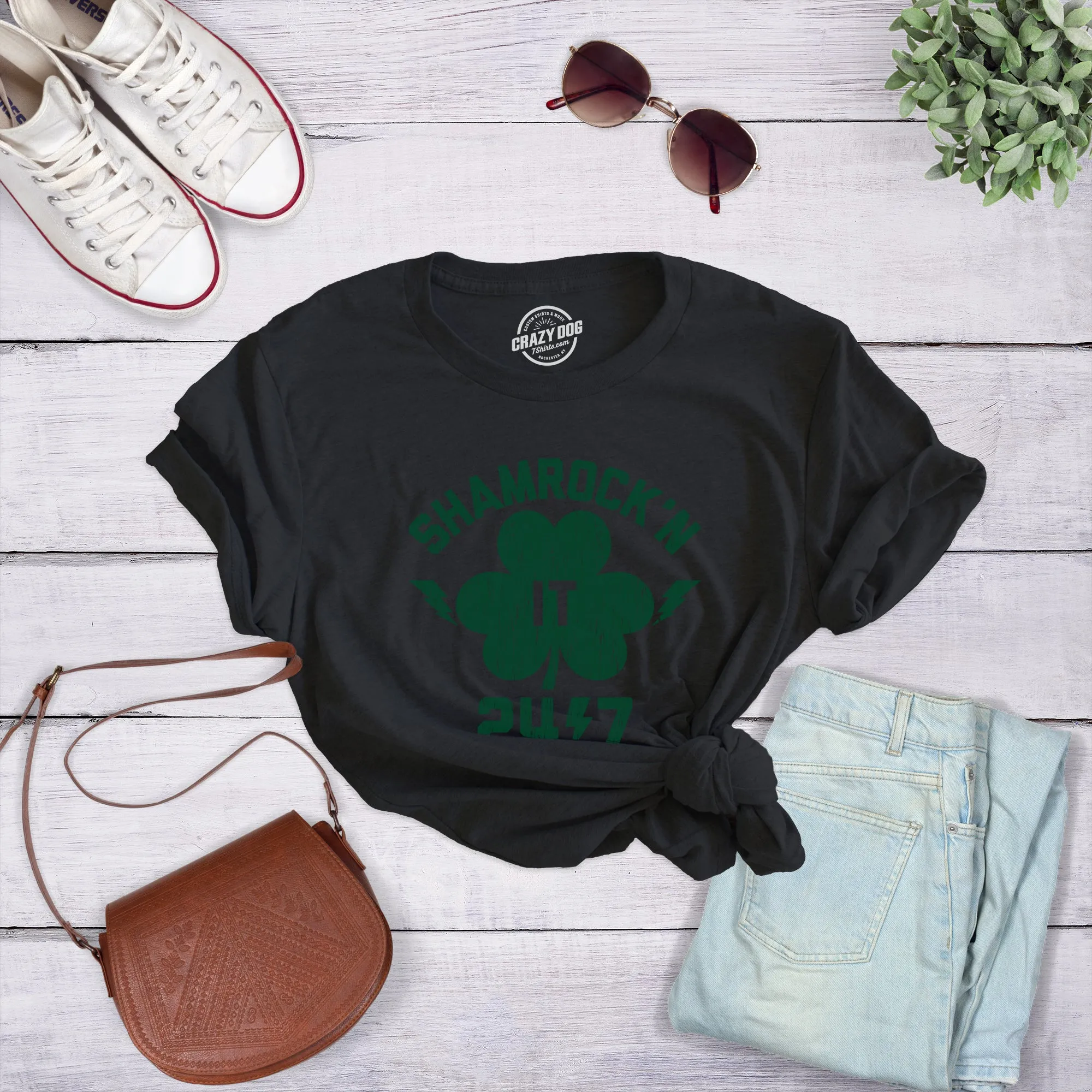 Shamrock'n It 24/7 Women's T Shirt sold by Crazy Dog T-Shirts product image thumbnail 3