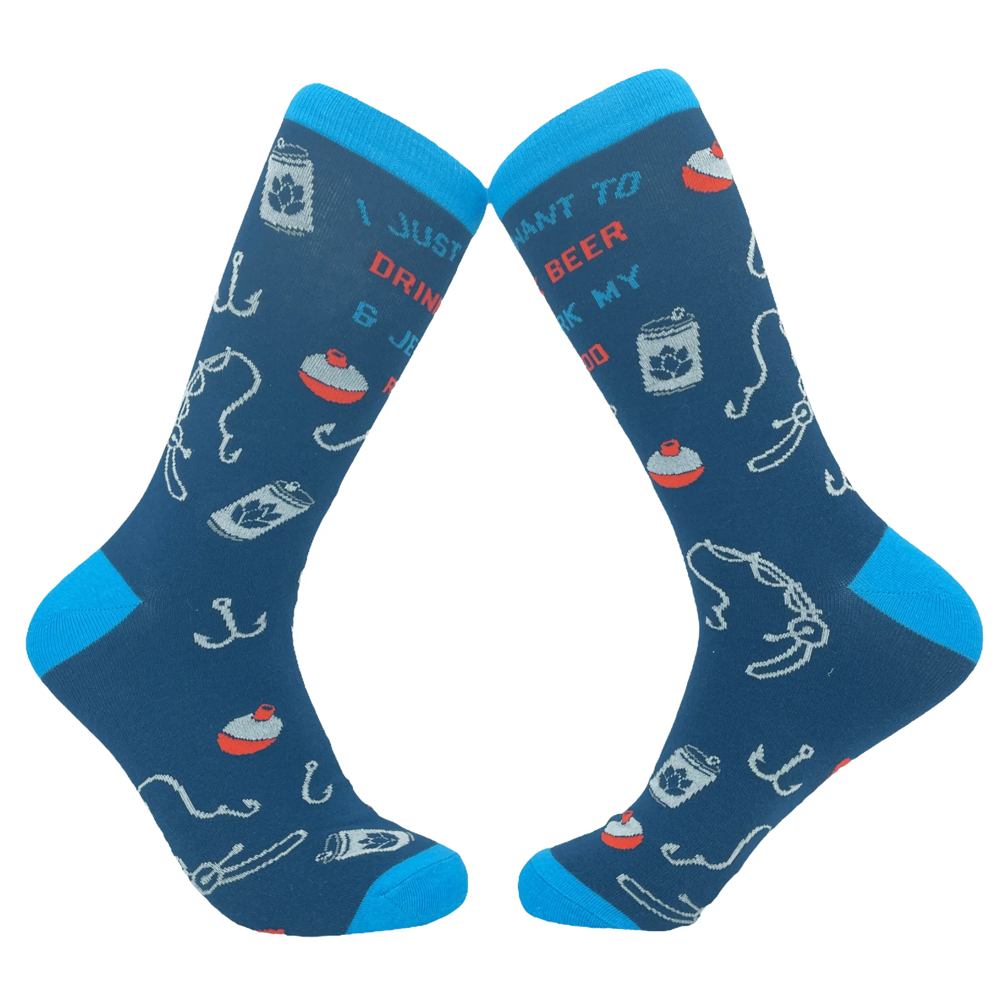 Mens I Just Want To Drink Beer And Jerk My Rod Socks sold by Crazy Dog T-Shirts product image thumbnail 2