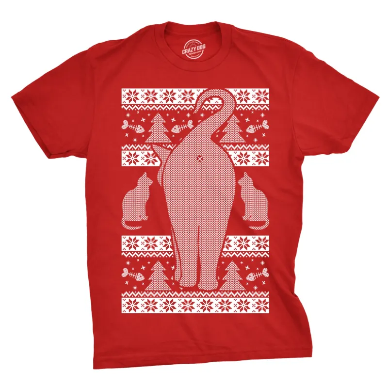 Festive Feline Butt Men's T Shirt sold by Crazy Dog T-Shirts