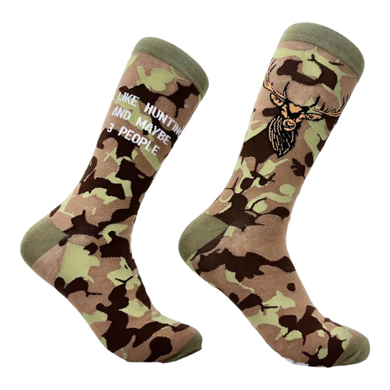 Men's I Like Hunting And Maybe 3 People Socks sold by Crazy Dog T-Shirts