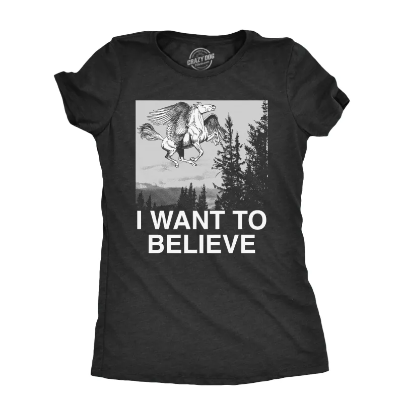 I Want To Believe Pegasus Women's T Shirt sold by Crazy Dog T-Shirts