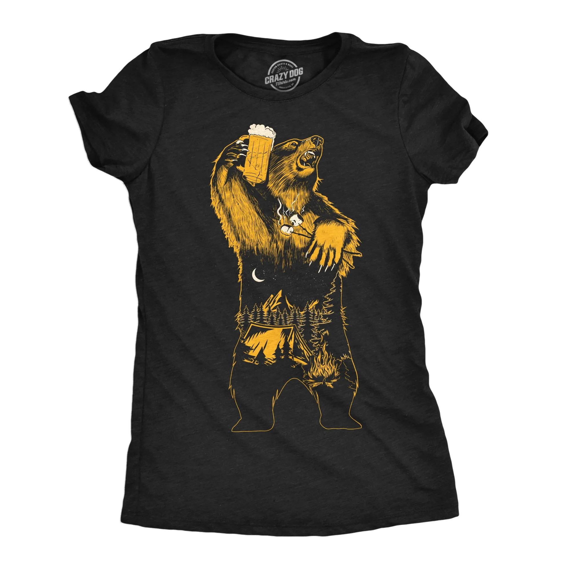 Camping Party Bear Women's T Shirt sold by Crazy Dog T-Shirts