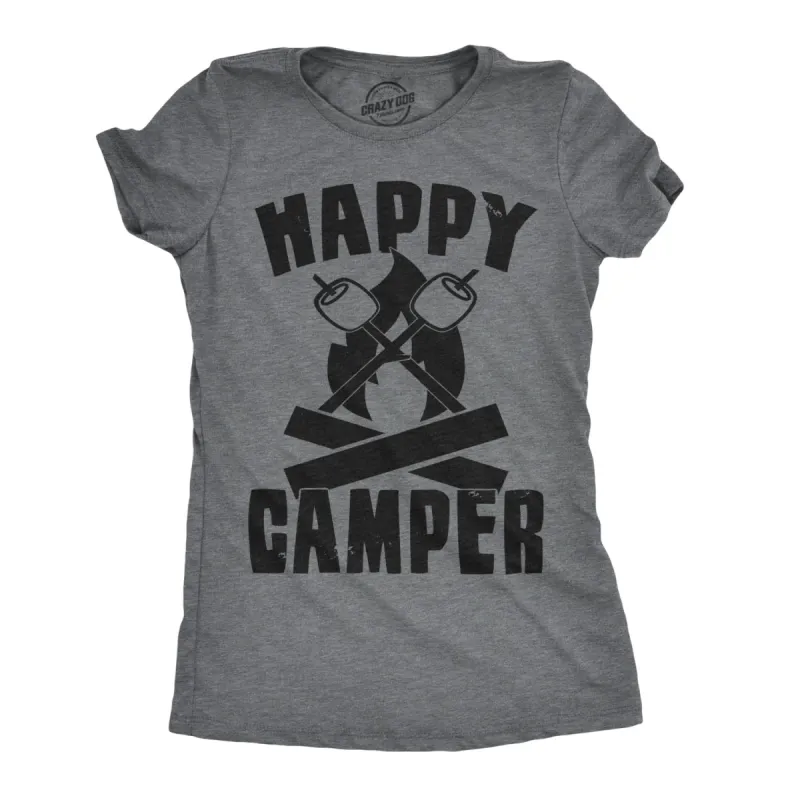 Happy Camper Womens Tee Women's T Shirt sold by Crazy Dog T-Shirts