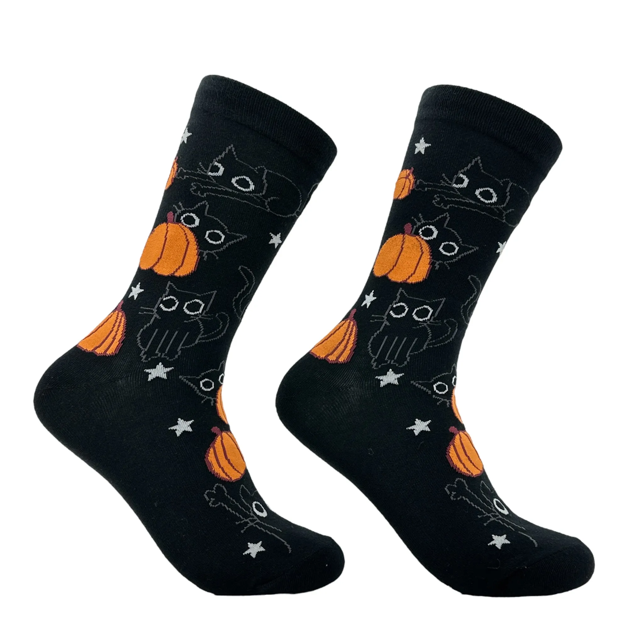 Women's Black Cat Pumpkin Socks sold by Crazy Dog T-Shirts