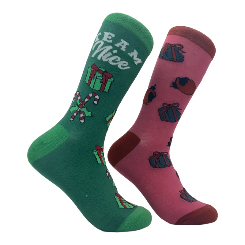 Women's Team Naughty Team Nice Socks sold by Crazy Dog T-Shirts