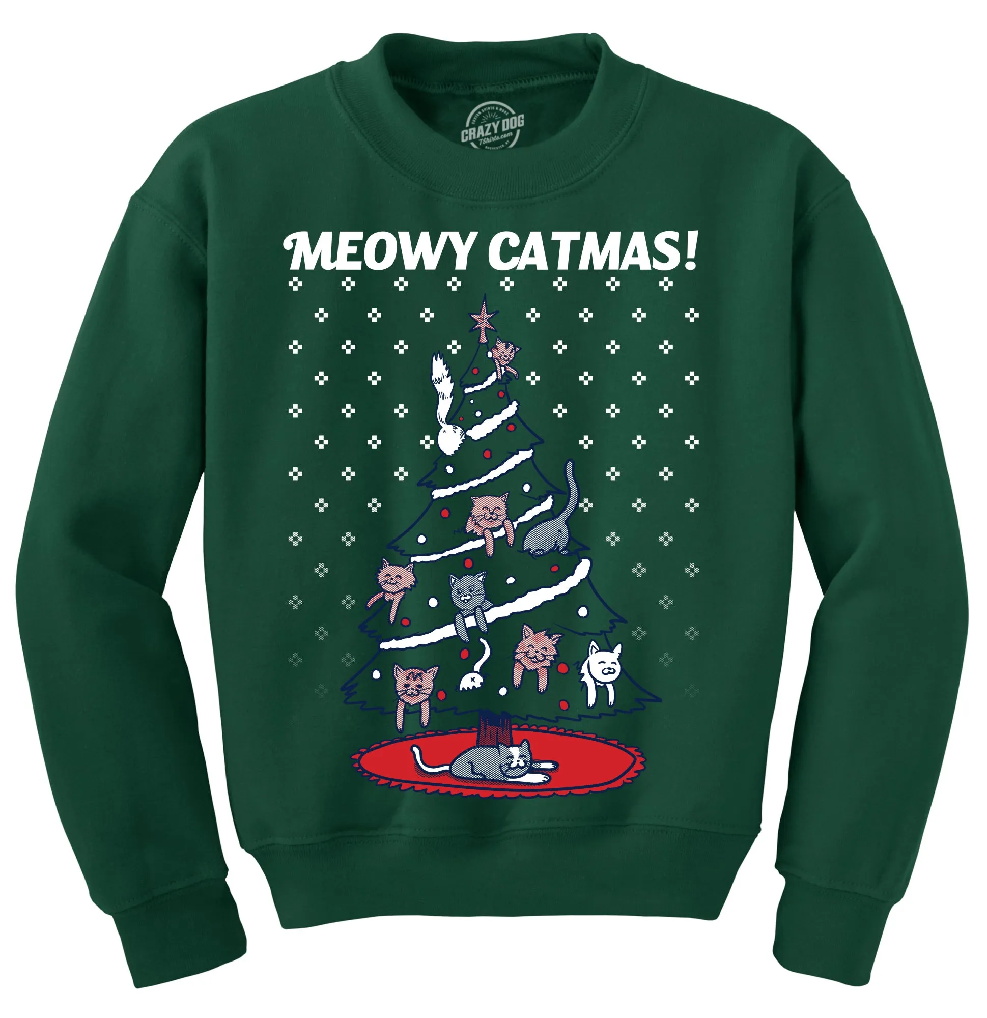 Meowy Catmas Crew Neck Sweatshirt sold by Crazy Dog T-Shirts