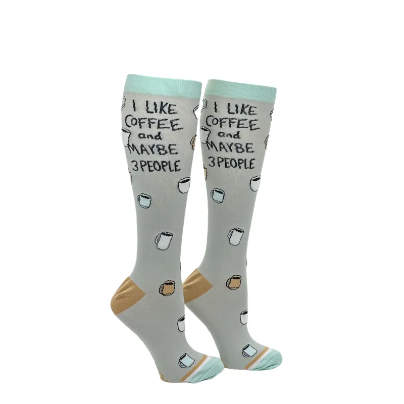 I Like Coffee And Maybe 3 People Compression Socks sold by Crazy Dog T-Shirts