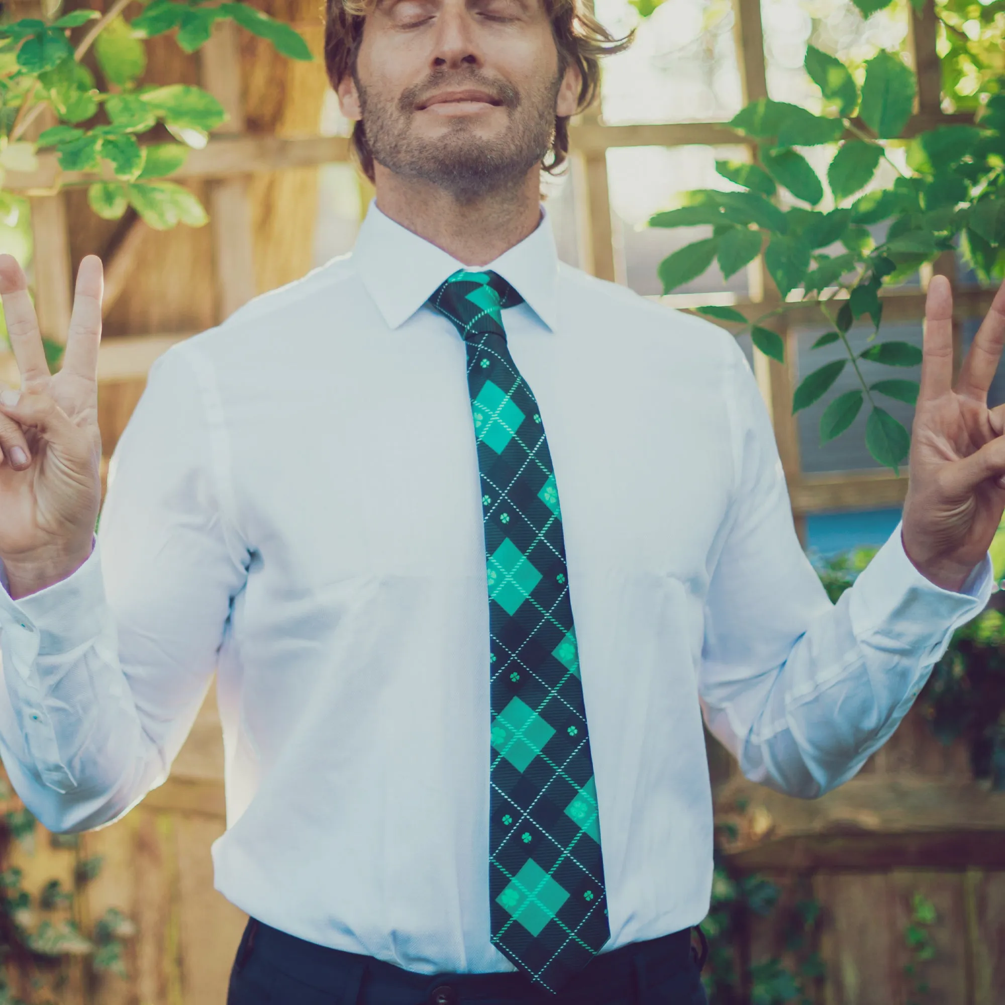 St. Patrick's Day Plaid Neck Tie Tie sold by Crazy Dog T-Shirts product image thumbnail 3