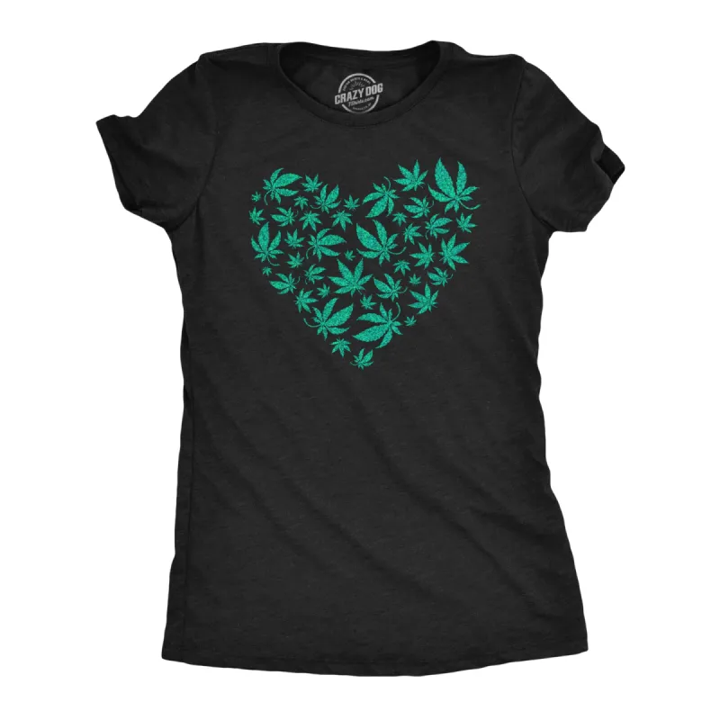 Glitter Heart Made Of Pot Leaves Women's T Shirt sold by Crazy Dog T-Shirts
