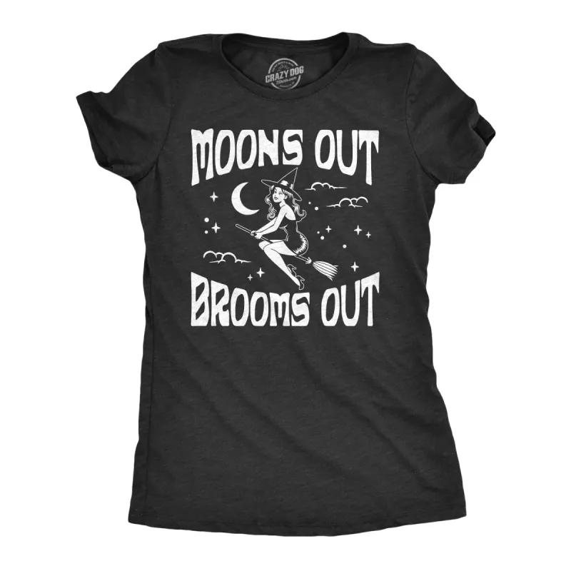 Moons Out Brooms Out Women's T Shirt sold by Crazy Dog T-Shirts