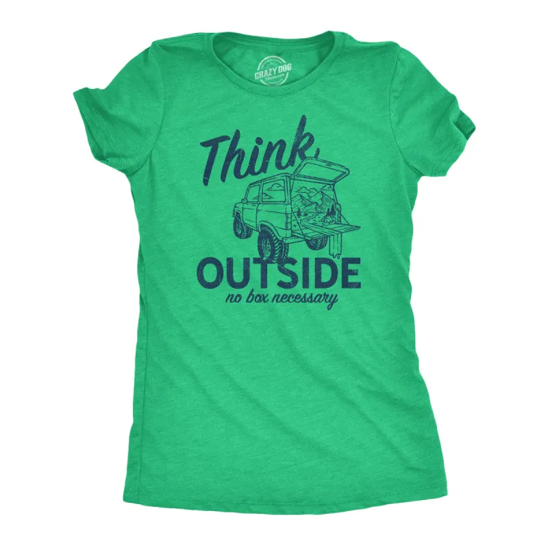 Womens Think Outside No Box Necessary Funny Car Camping Hatchback Funny T Shirt sold by Crazy Dog T-Shirts