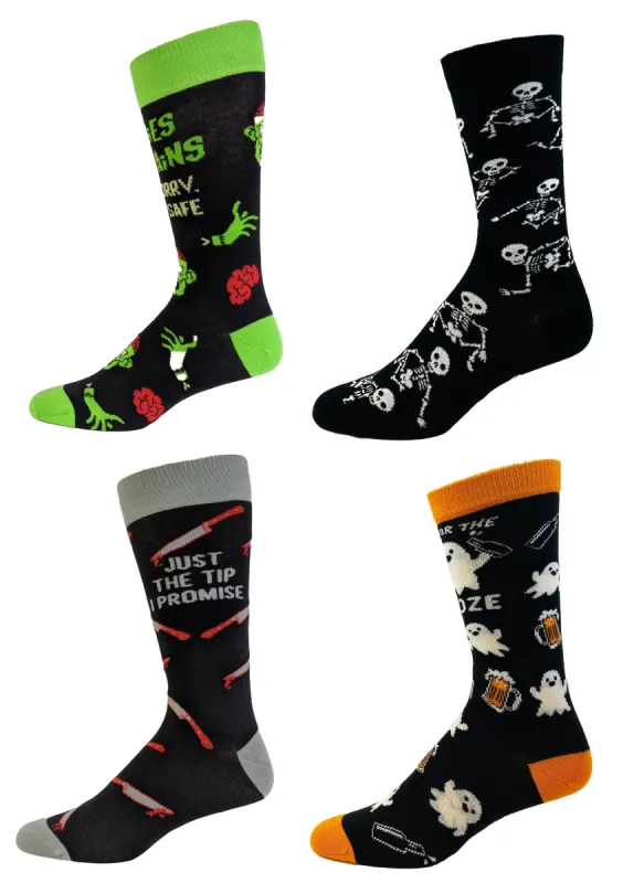 Mens Halloween Sock Bundle Funny 4 Pack of Spooky October Footwear for Guys sold by Crazy Dog T-Shirts