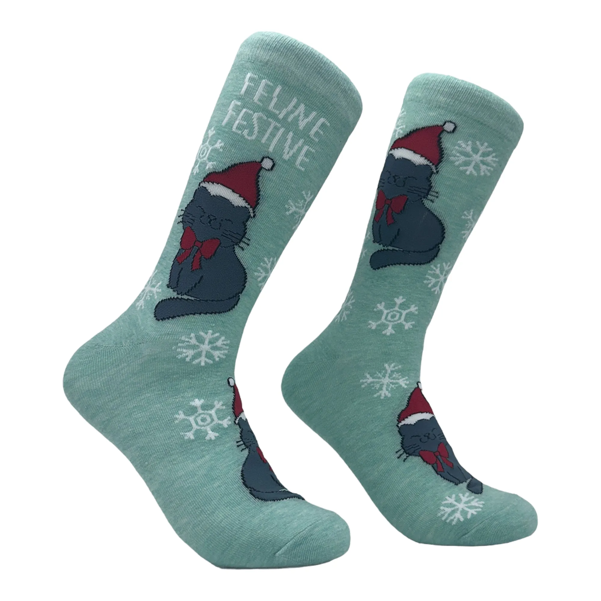 Women's Feline Festive Socks sold by Crazy Dog T-Shirts