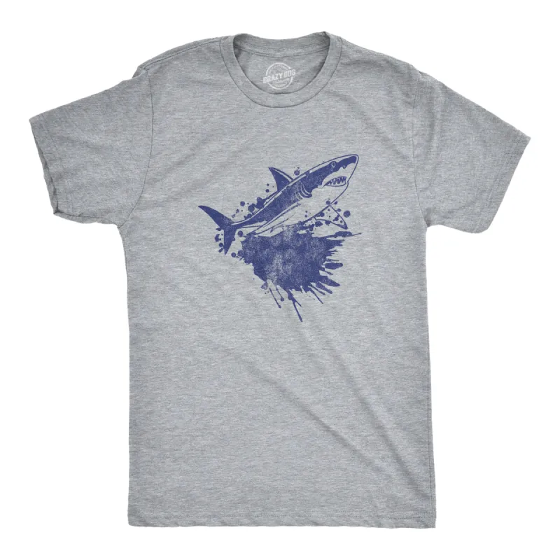 Shark Ink Splatter Men's T Shirt sold by Crazy Dog T-Shirts