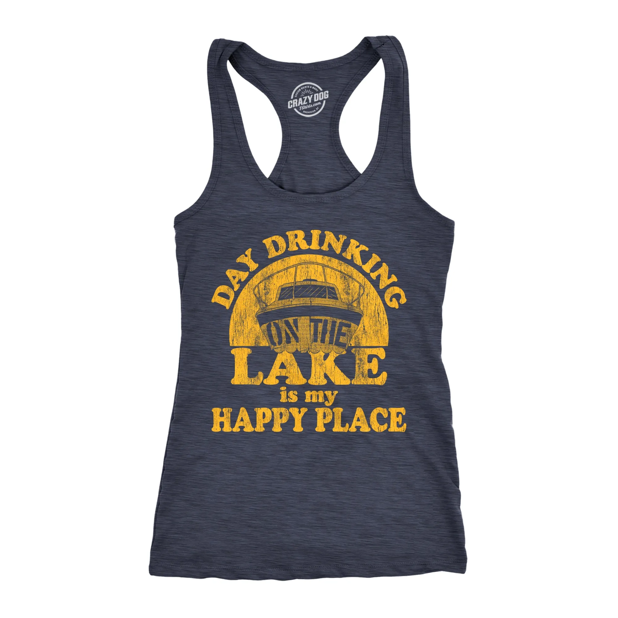 Day Drinking On The Lake Is My Happy Place Women's Tank Top sold by Crazy Dog T-Shirts