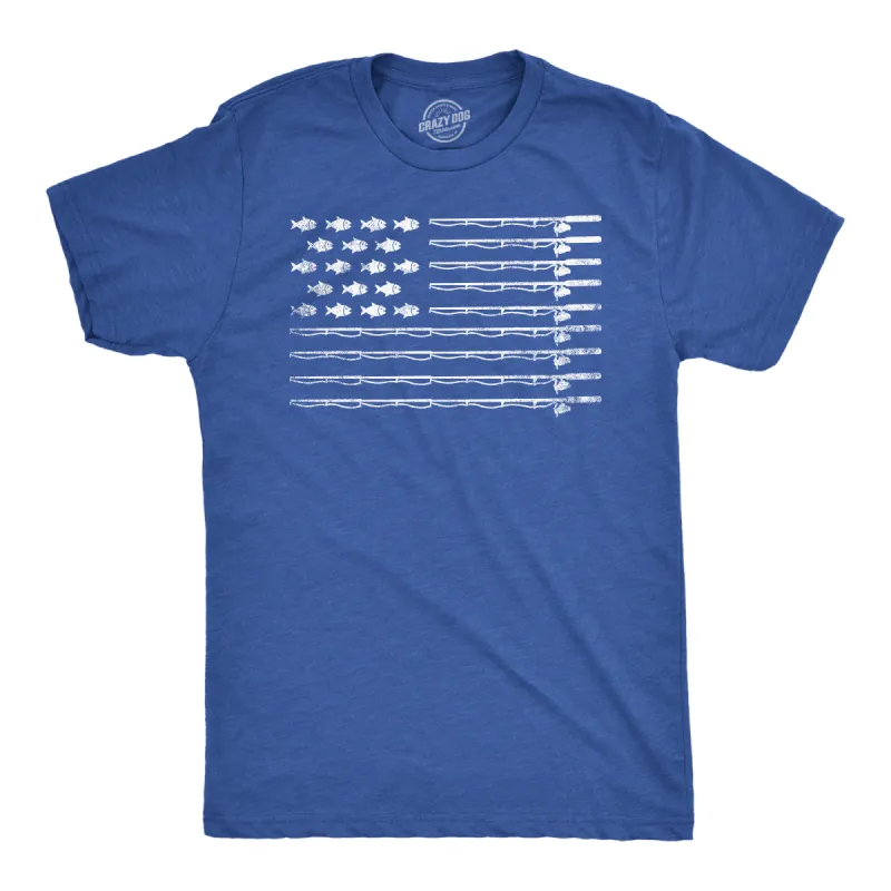 Fishing American Flag Men's T Shirt sold by Crazy Dog T-Shirts