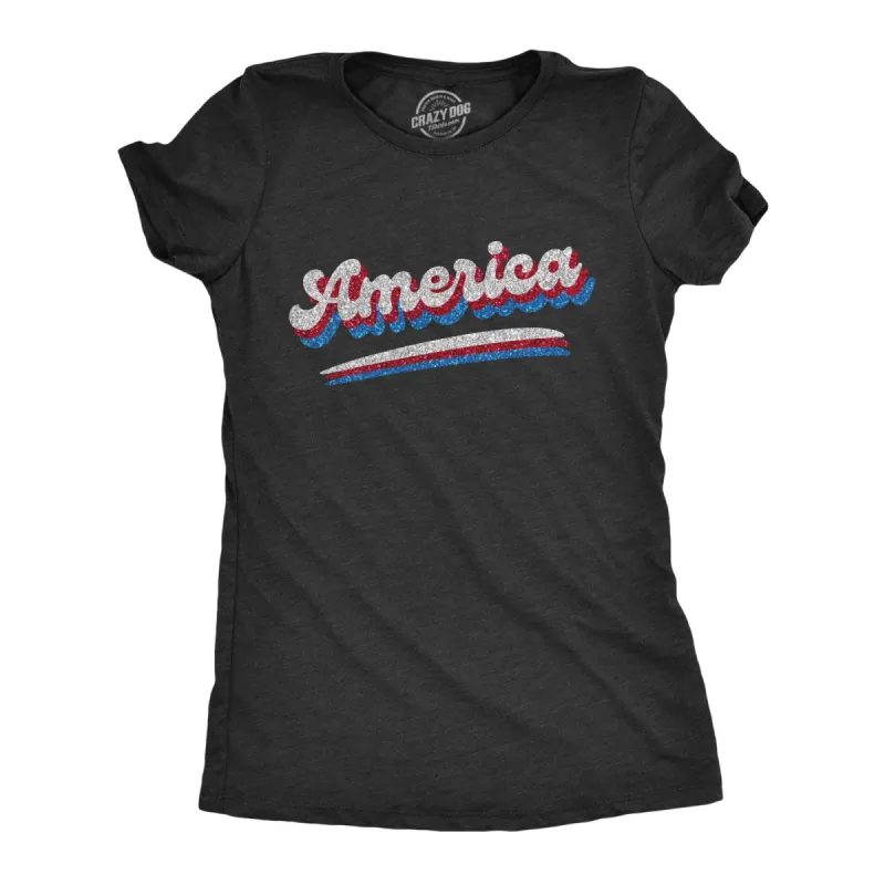 America Retro Glitter Women's T Shirt sold by Crazy Dog T-Shirts