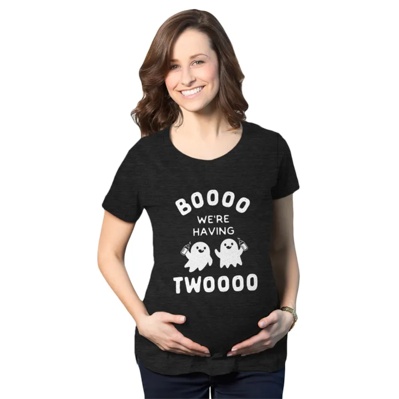 Booo We're Having Twooo Maternity T Shirt sold by Crazy Dog T-Shirts