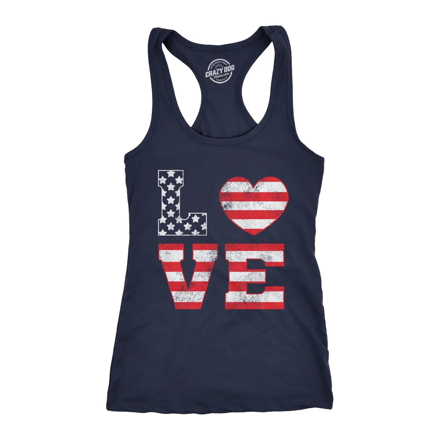 Love American Flag Women's Tank Top sold by Crazy Dog T-Shirts
