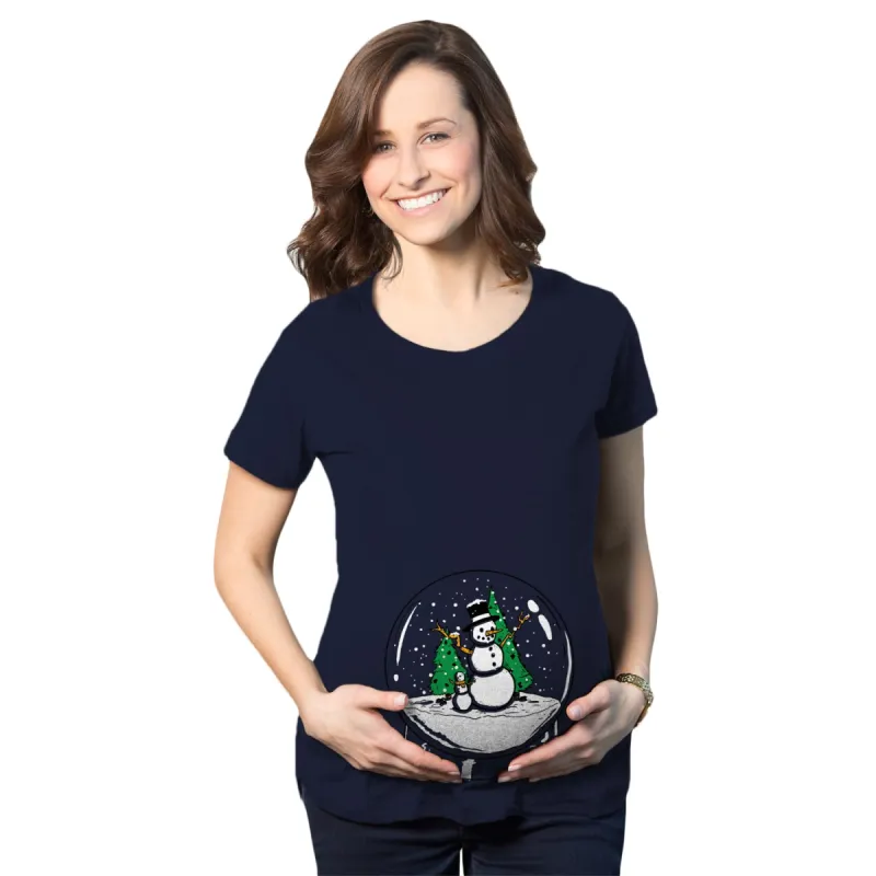 Snow Globe Snowman Maternity T Shirt sold by Crazy Dog T-Shirts