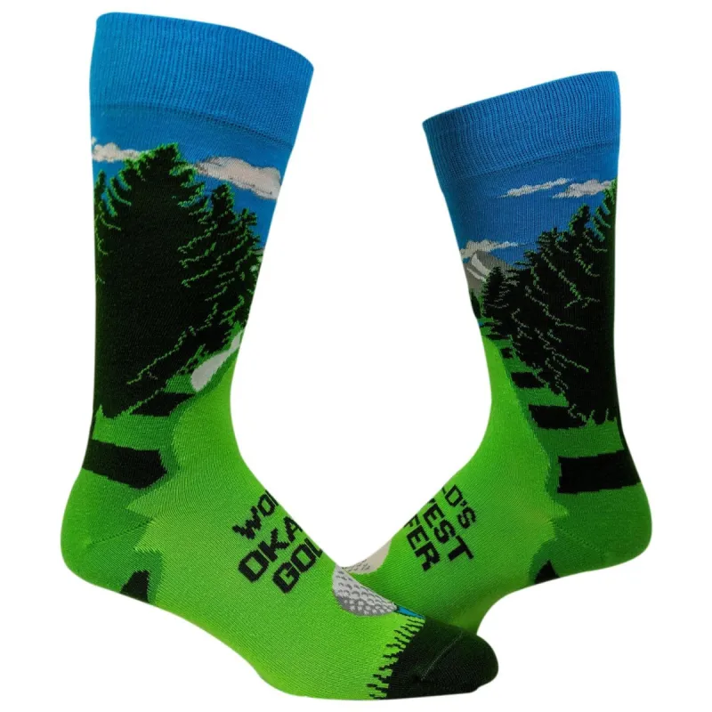 Mens World's Okayest Golfer Socks sold by Crazy Dog T-Shirts
