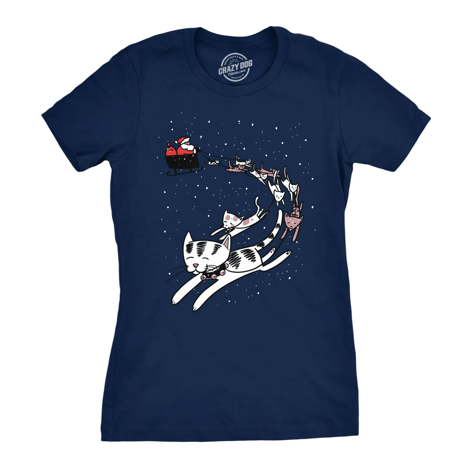 Cats In Christmas Sleigh Women's T Shirt sold by Crazy Dog T-Shirts