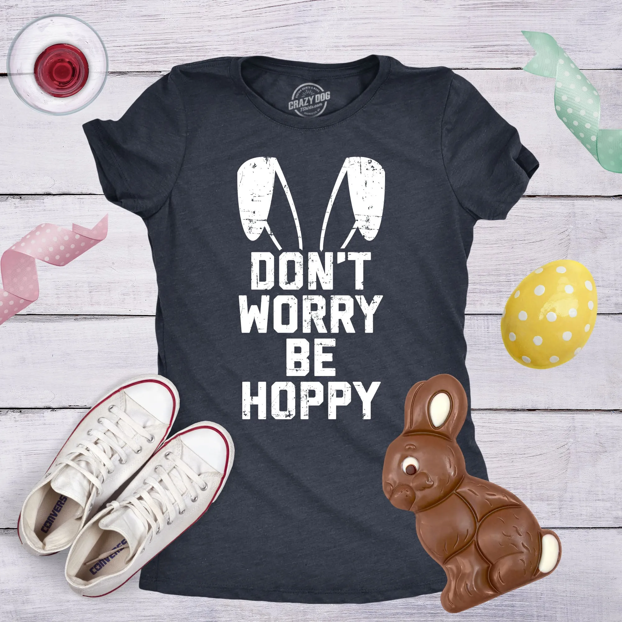 Don't Worry Be Hoppy Women's T Shirt sold by Crazy Dog T-Shirts product image thumbnail 3
