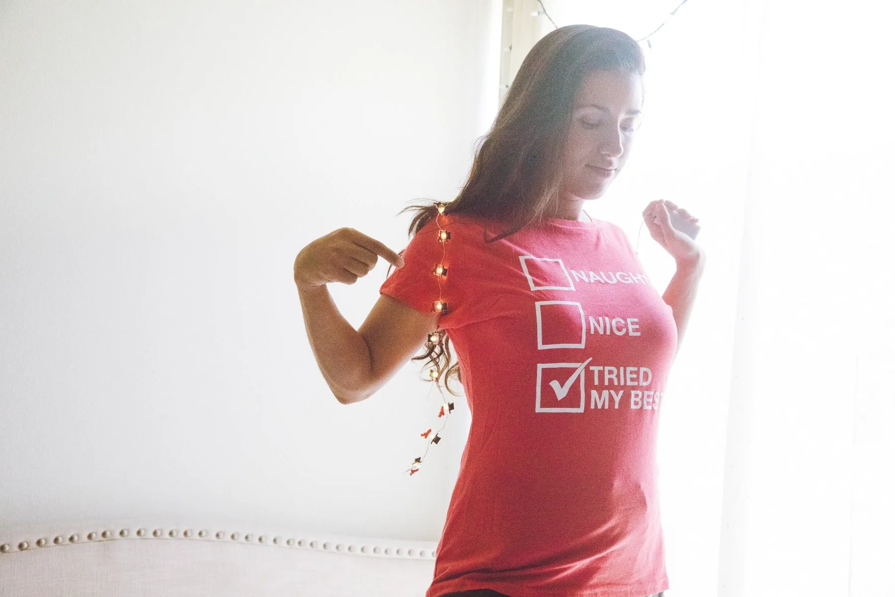 Naughty List Nice List Tried My Best Women's T Shirt sold by Crazy Dog T-Shirts product image thumbnail 3