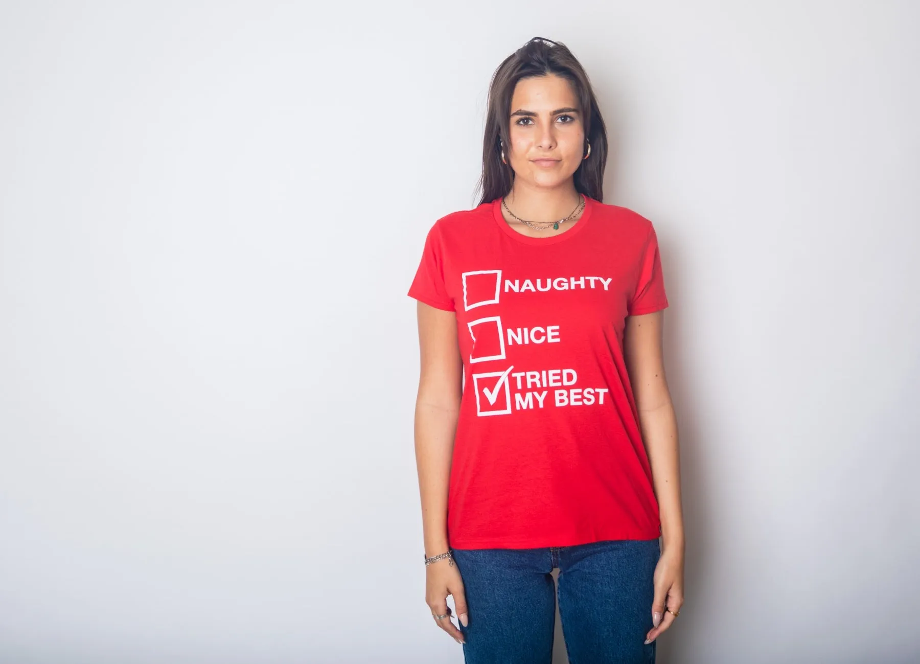 Naughty List Nice List Tried My Best Women's T Shirt sold by Crazy Dog T-Shirts product image thumbnail 4
