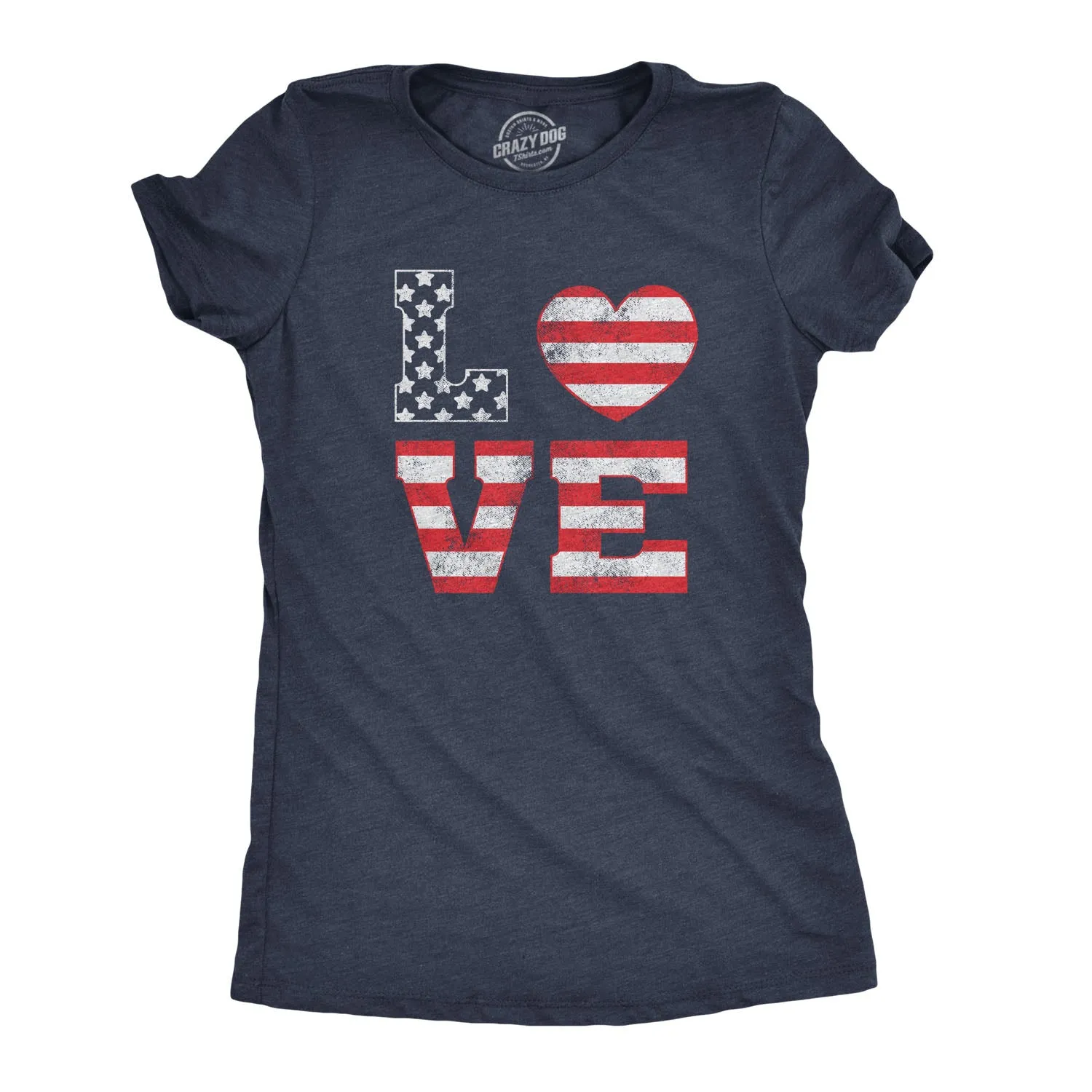 Love American Flag Women's T Shirt sold by Crazy Dog T-Shirts