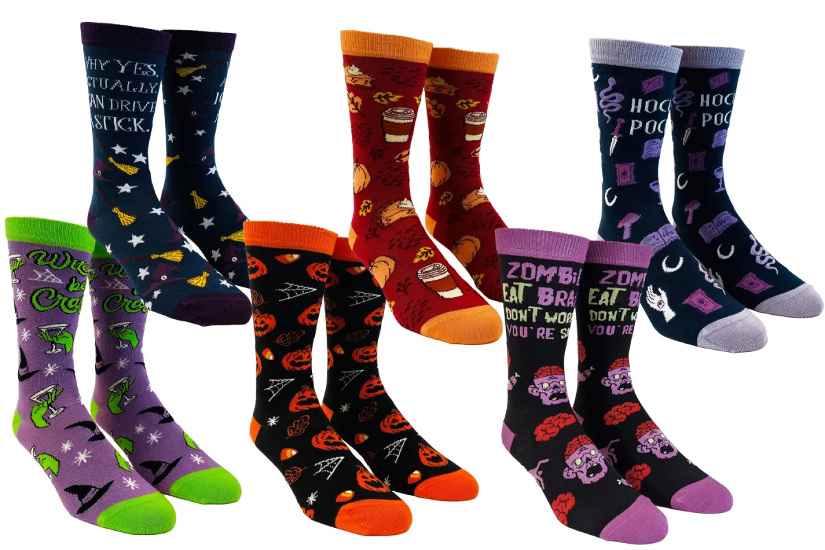 Womens Halloween Sock Bundle Funny 6 Pack of Spooky October Girls Footwear sold by Crazy Dog T-Shirts