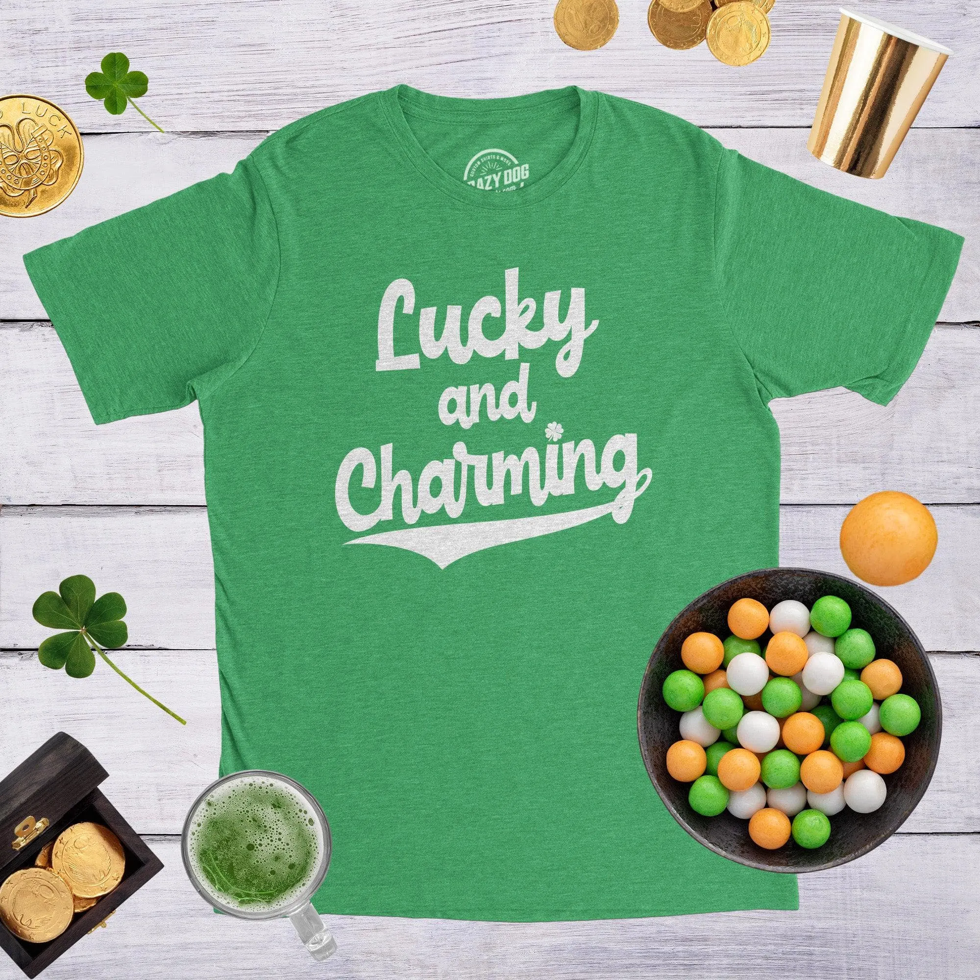 Lucky And Charming Men's T Shirt sold by Crazy Dog T-Shirts product image thumbnail 3