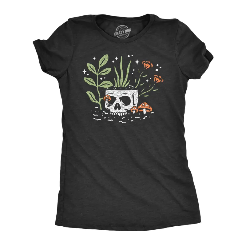 Skull Flowers Women's T Shirt sold by Crazy Dog T-Shirts