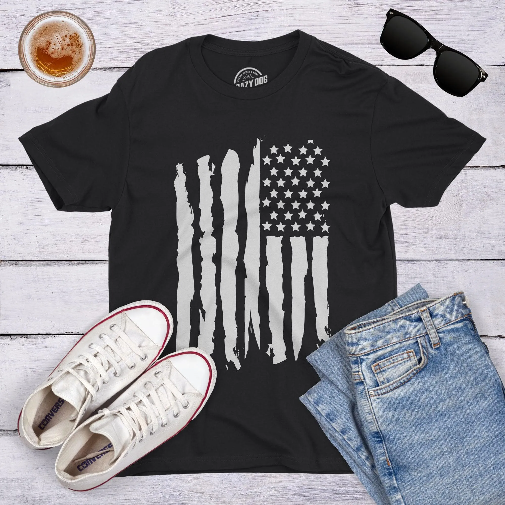 Vertical Grunge Flag Men's T Shirt sold by Crazy Dog T-Shirts product image thumbnail 3