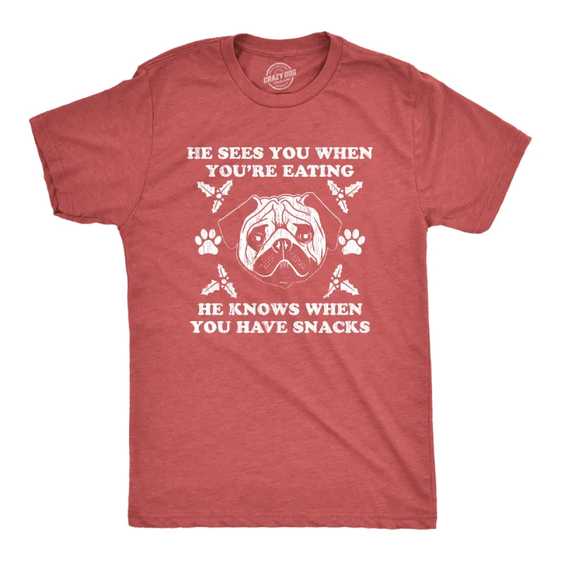 He Sees You When You're Eating Men's T Shirt sold by Crazy Dog T-Shirts