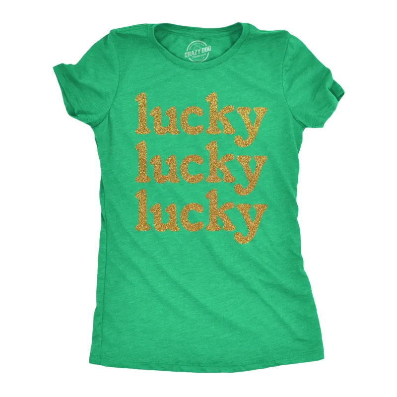 Lucky Lucky Lucky Orange Glitter Women's T Shirt sold by Crazy Dog T-Shirts