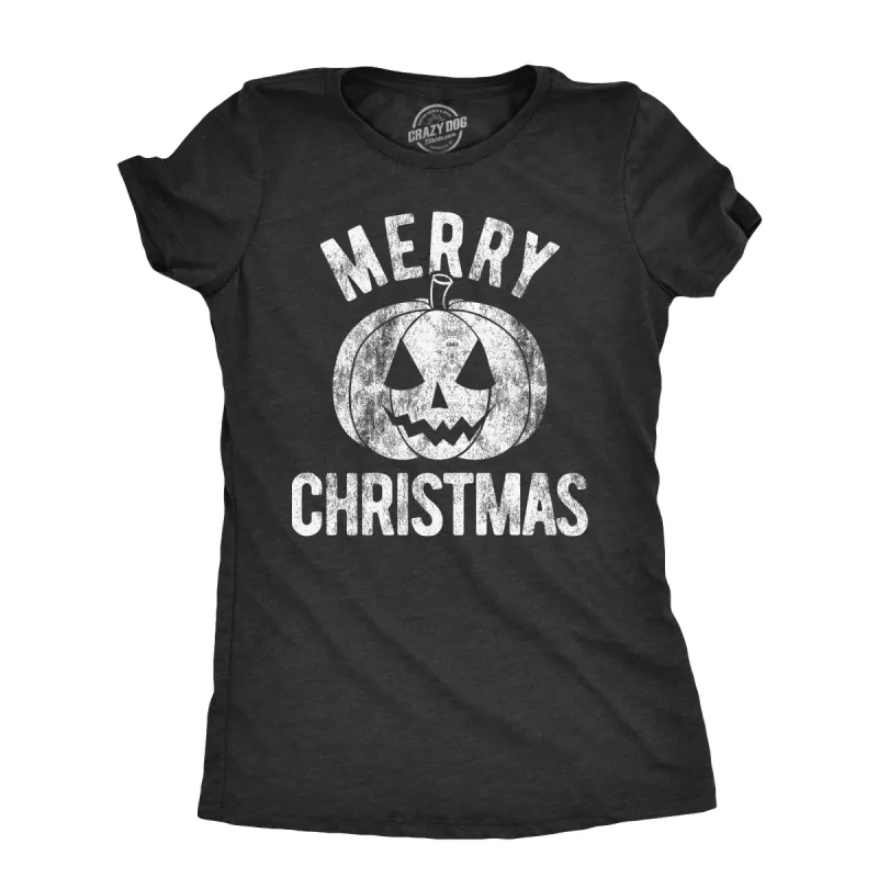 Merry Christmas Pumpkin Women's T Shirt sold by Crazy Dog T-Shirts