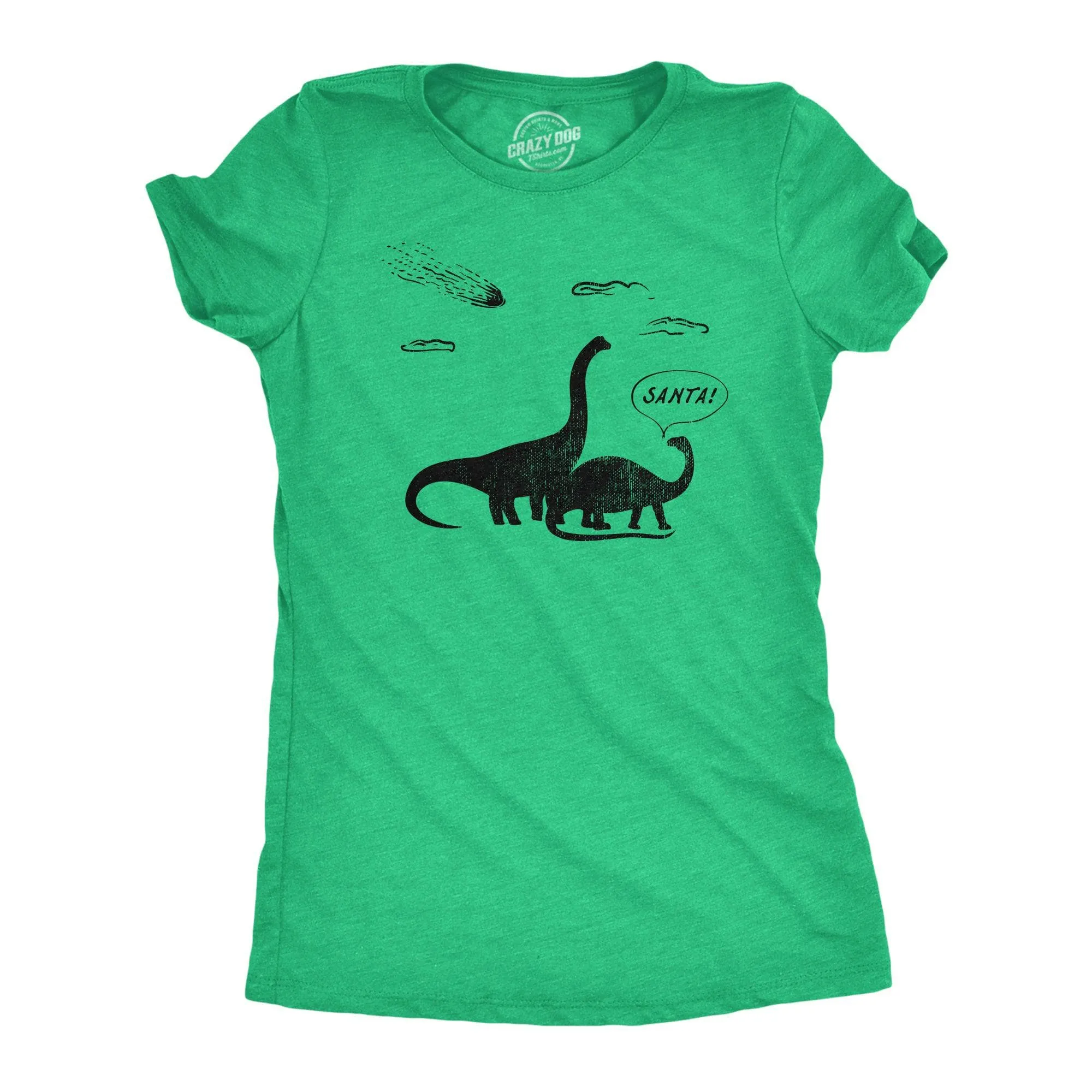 Santa Dinosaurs Women's T Shirt sold by Crazy Dog T-Shirts