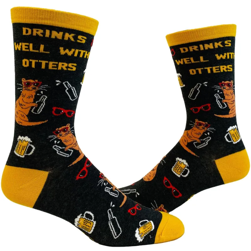 Men's Drinks Well With Otters Socks sold by Crazy Dog T-Shirts