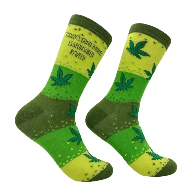 Women's Today's Good Mood Is Sponsored By Weed Socks sold by Crazy Dog T-Shirts
