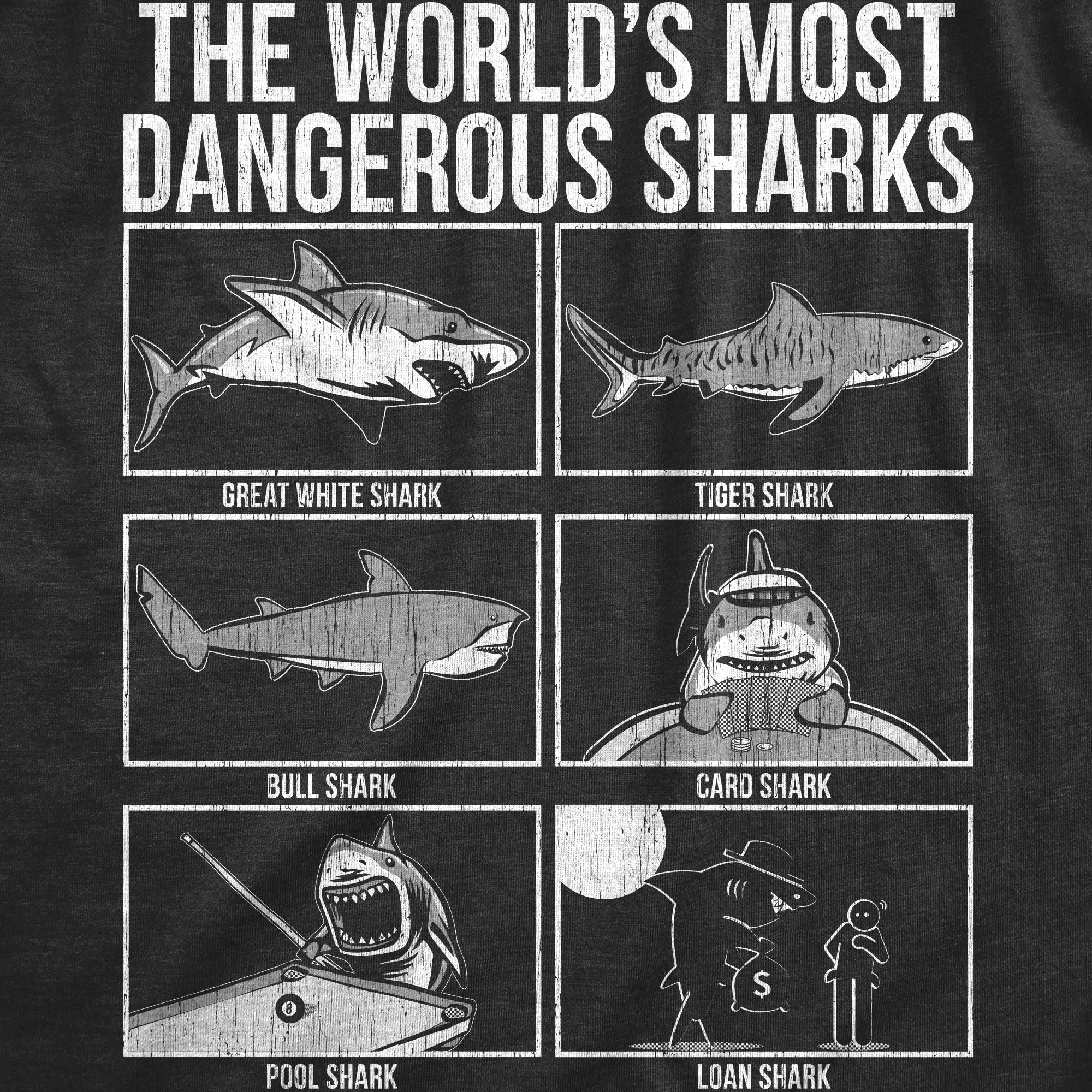 The Worlds Most Dangerous Sharks Men's T Shirt sold by Crazy Dog T-Shirts product image thumbnail 2