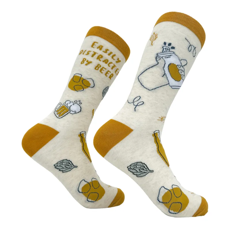 Men's Easily Distracted By Beer Socks sold by Crazy Dog T-Shirts