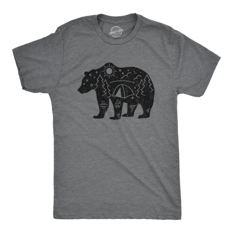 Bear Camping Men's T Shirt sold by Crazy Dog T-Shirts