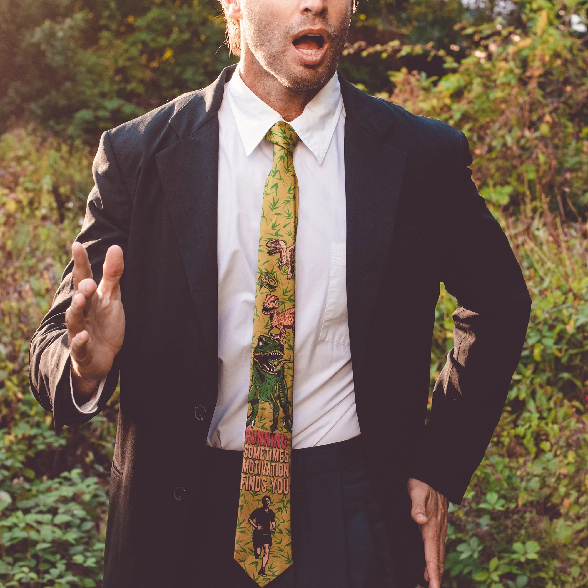 Running: Sometimes Motivation Finds You Neck Tie Tie sold by Crazy Dog T-Shirts product image thumbnail 5
