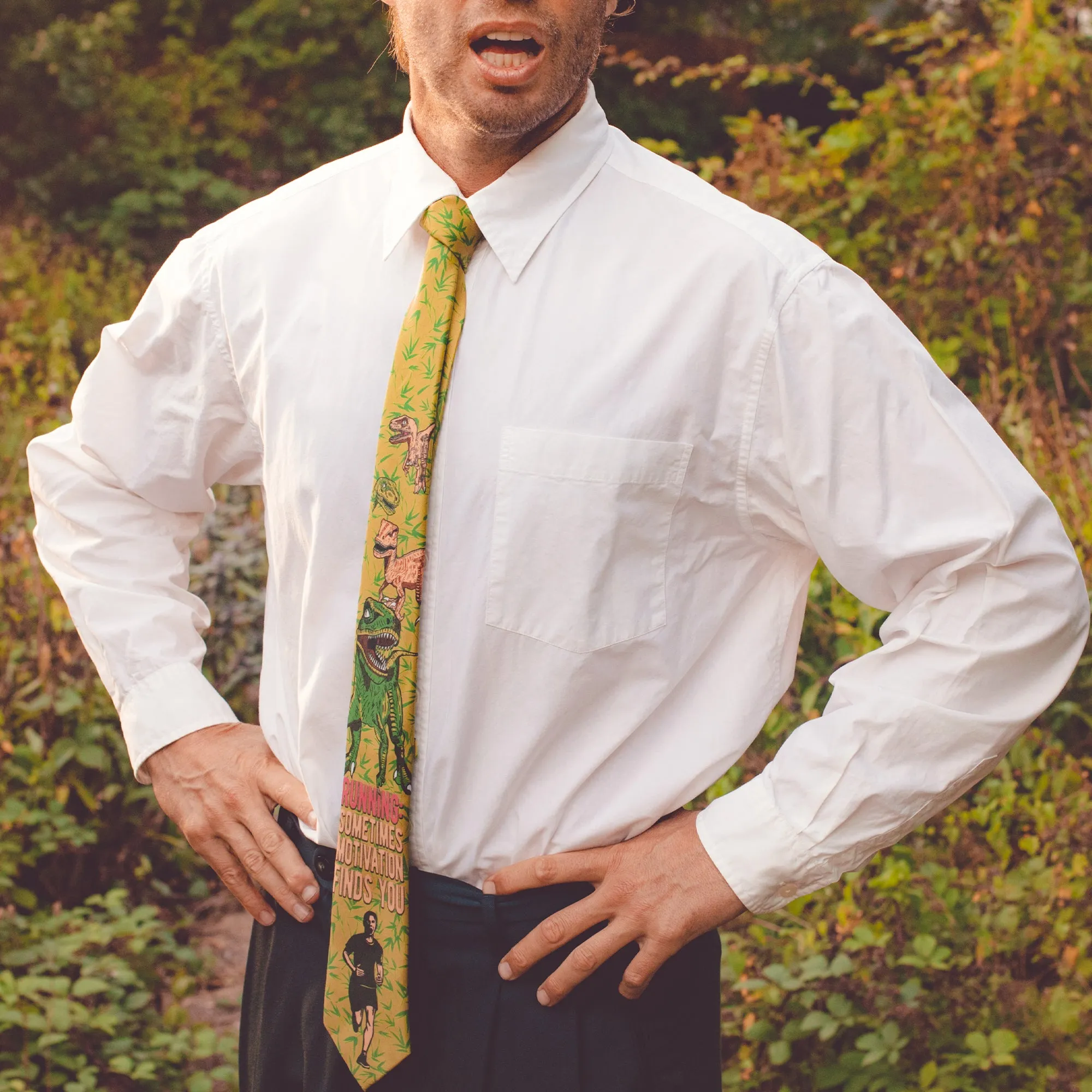 Running: Sometimes Motivation Finds You Neck Tie Tie sold by Crazy Dog T-Shirts product image thumbnail 4