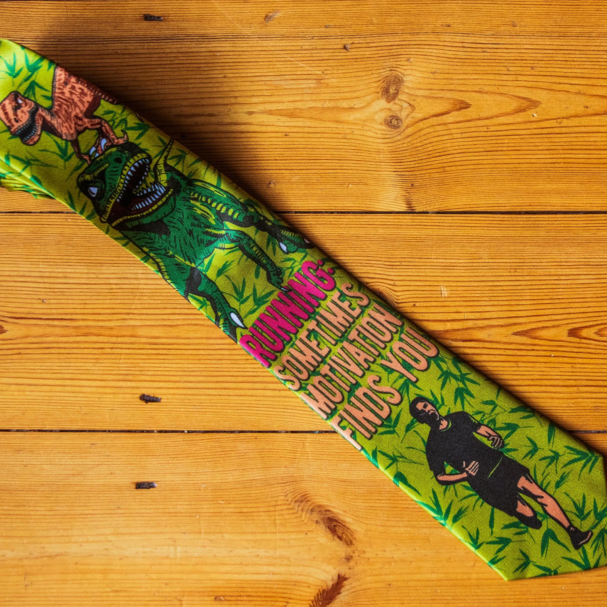 Running: Sometimes Motivation Finds You Neck Tie Tie sold by Crazy Dog T-Shirts product image thumbnail 3