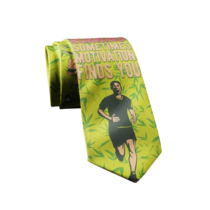 Running: Sometimes Motivation Finds You Neck Tie Tie sold by Crazy Dog T-Shirts