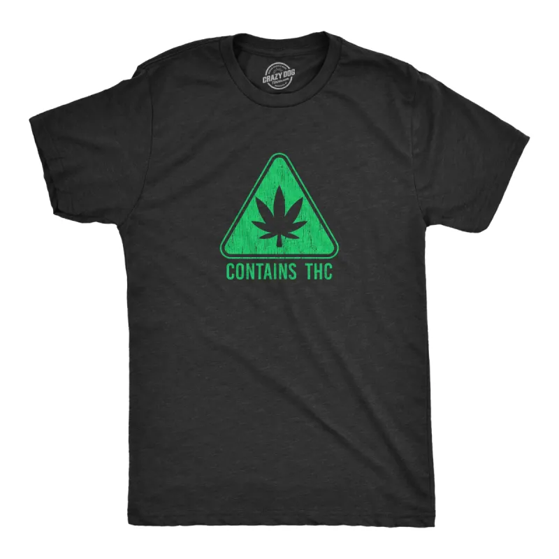Contains THC Men's T Shirt sold by Crazy Dog T-Shirts