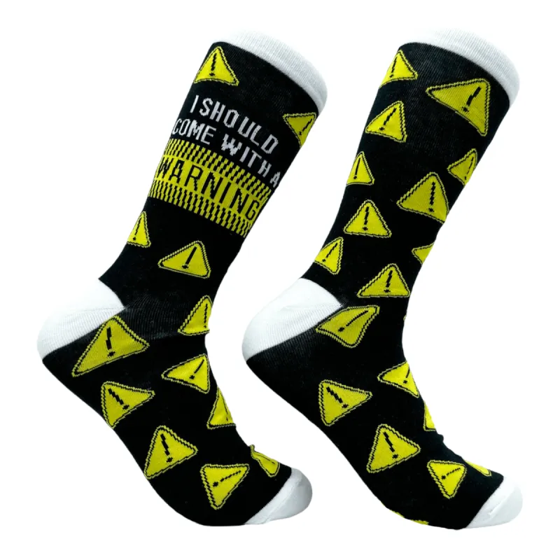 Men's I Should Come With A Warning Socks sold by Crazy Dog T-Shirts